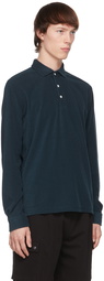 DOPPIAA Navy Terry Aapollo Long Sleeve Polo