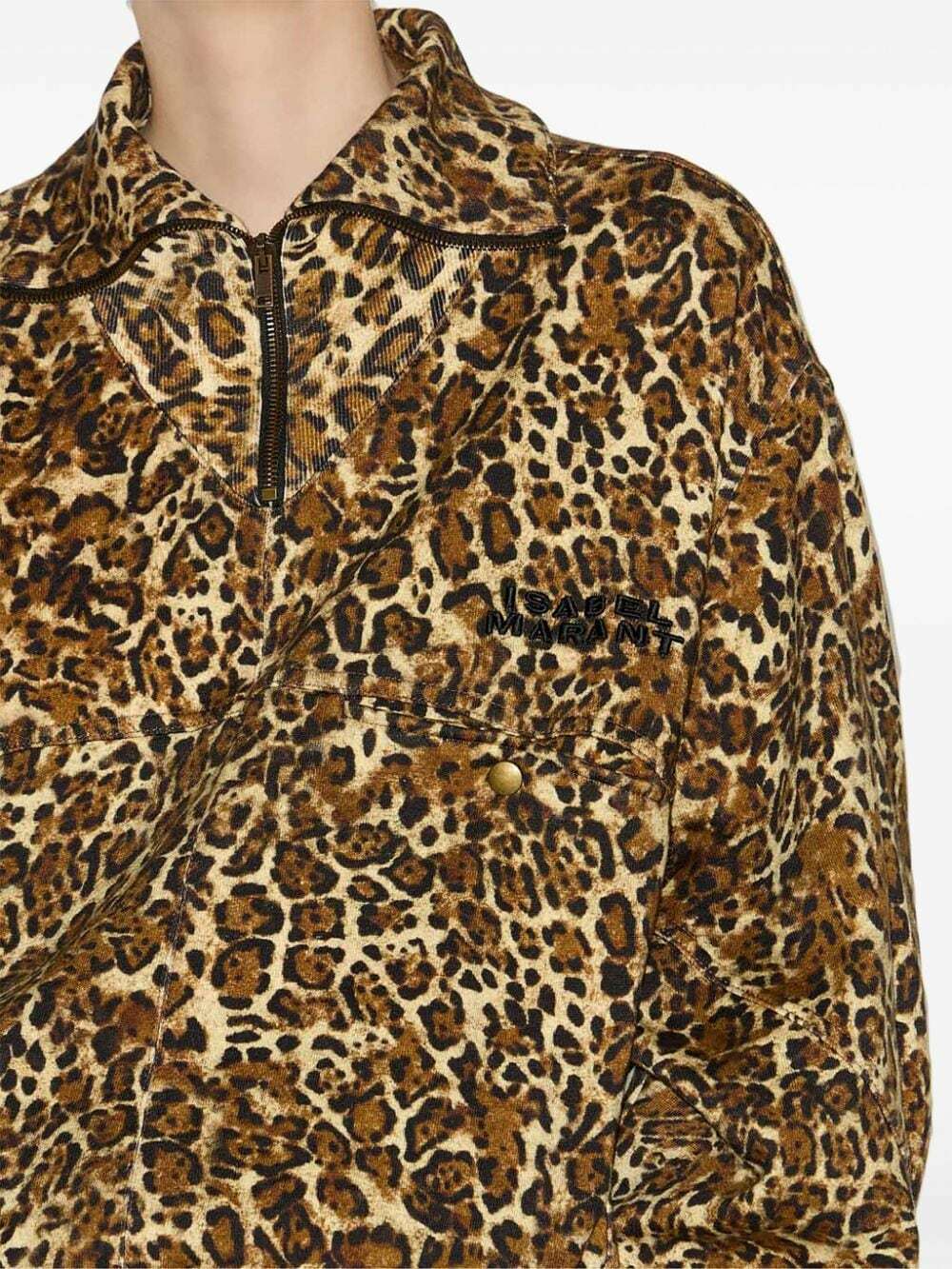 ブルゾン Isabel Marant Leopard-Print Zip-Up Coat Isabel Marant Leopard-Print Zip-Up Coat Grey