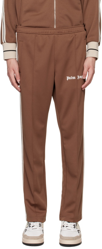 Photo: Palm Angels Brown Slim-Fit Lounge Pants
