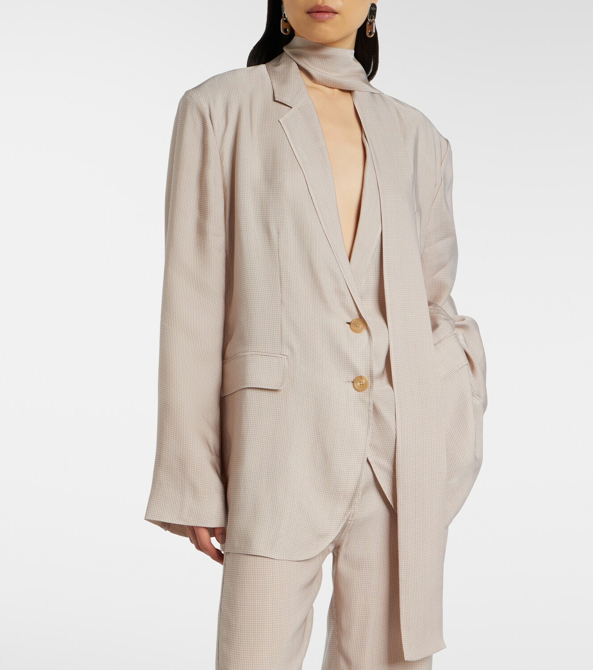 Acne Studios Checked scarf-detail blazer