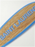 SAINT LAURENT - Surf Logo-Print Wood and Silver-Tone Key Fob - Neutrals