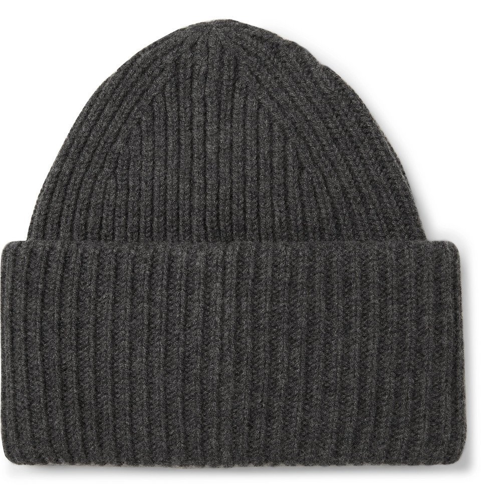 Acne Studios - Logo-Appliquéd Ribbed Wool Beanie - Dark gray  display picture 1