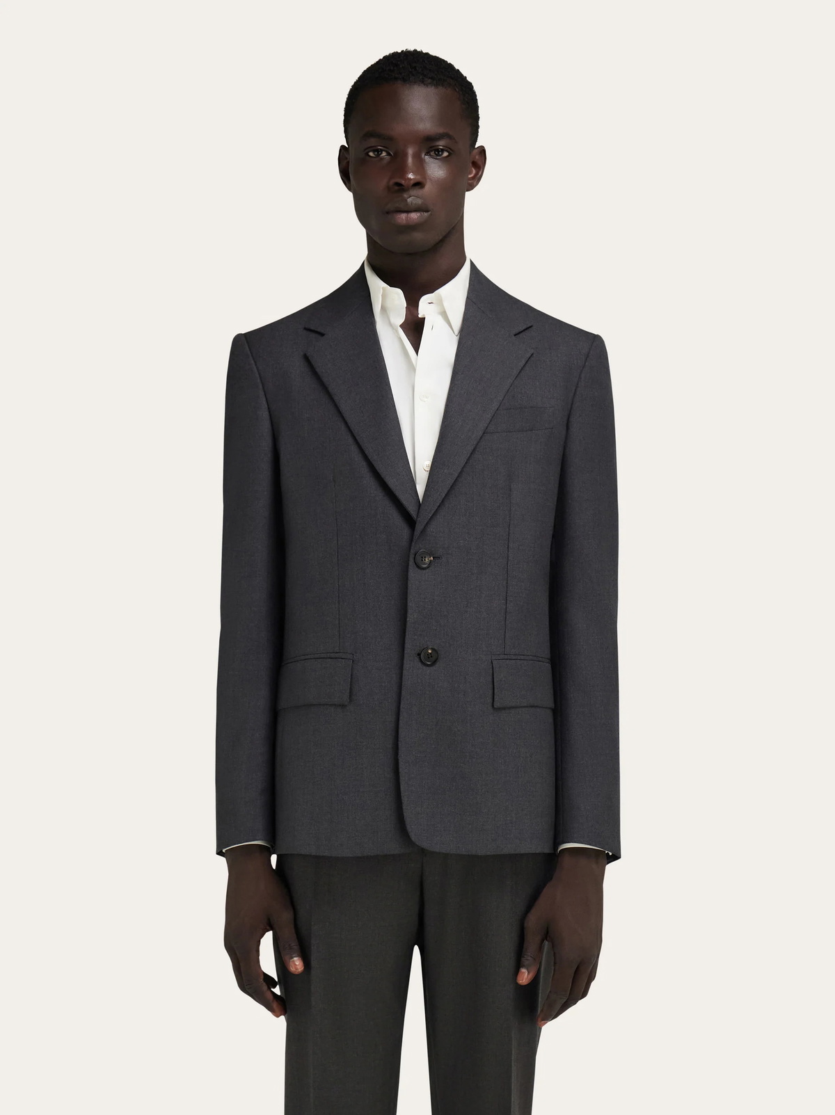 Ferragamo Mens Single-breasted pure wool blazer in Grey