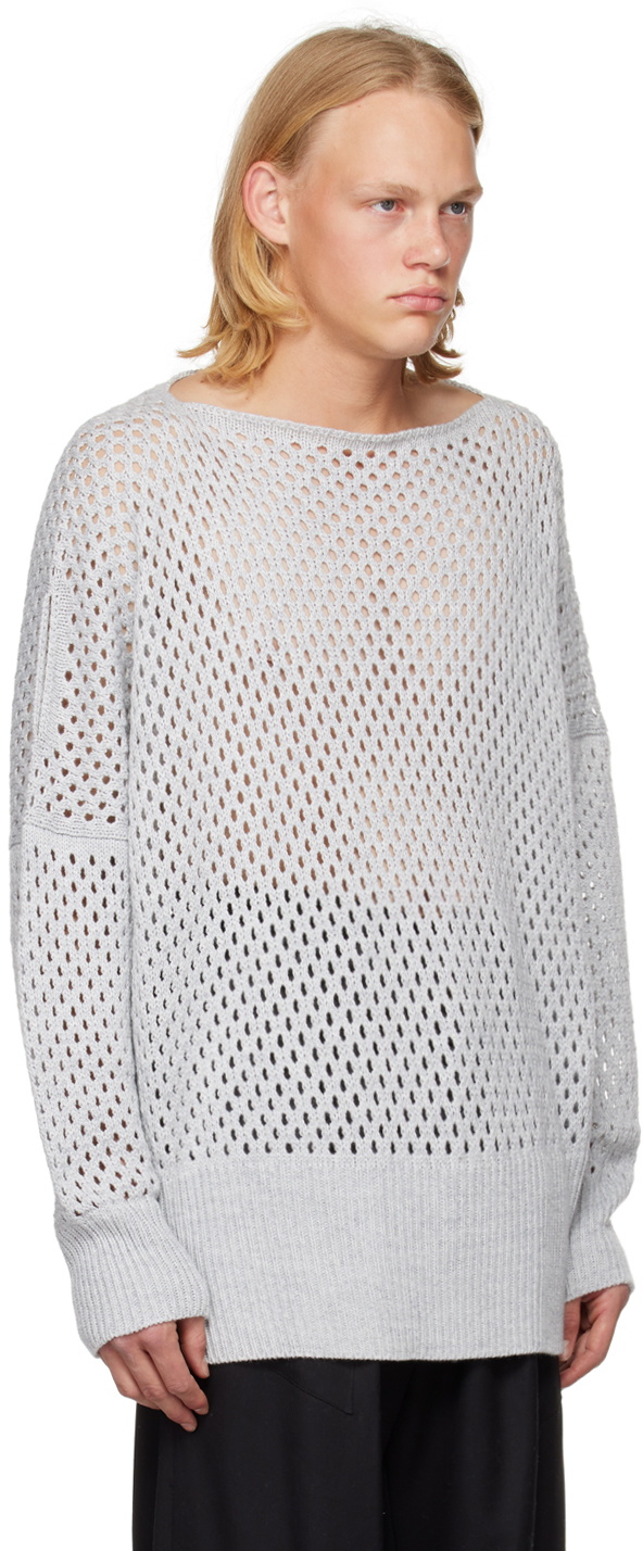 Sulvam Gray Loose Neck Sweater