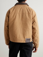 FrizmWORKS - Leather-Trimmed Distressed Cotton-Canvas Jacket - Brown