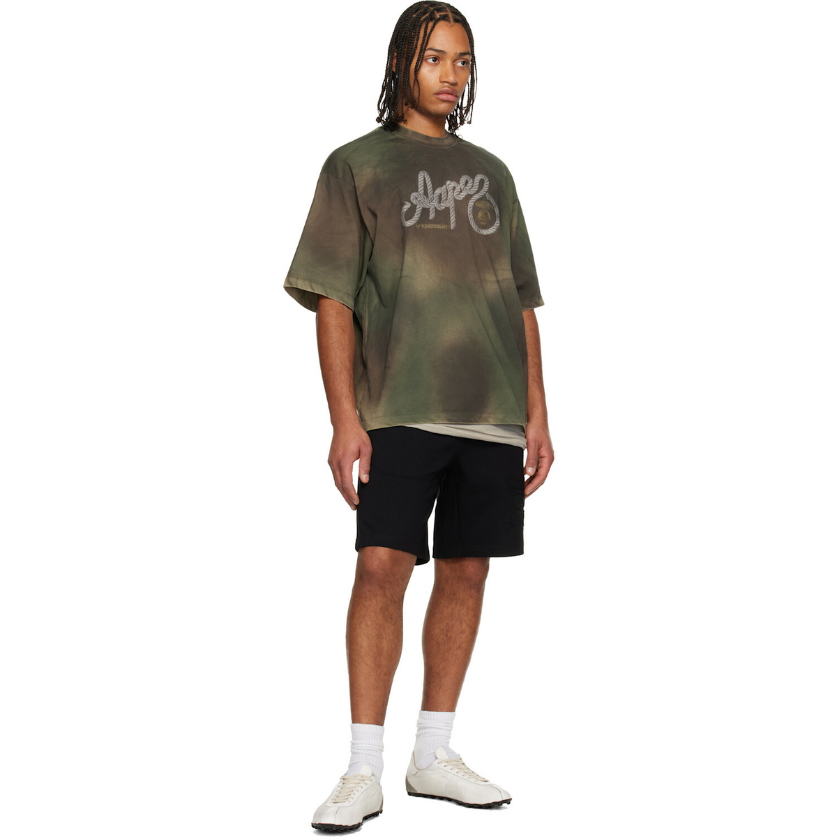 AAPE by A Bathing Ape Black 'AAPEUNVS' Moonface Logo Sweat Shorts