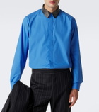 Tom Ford Leather-trimmed studded cotton poplin shirt