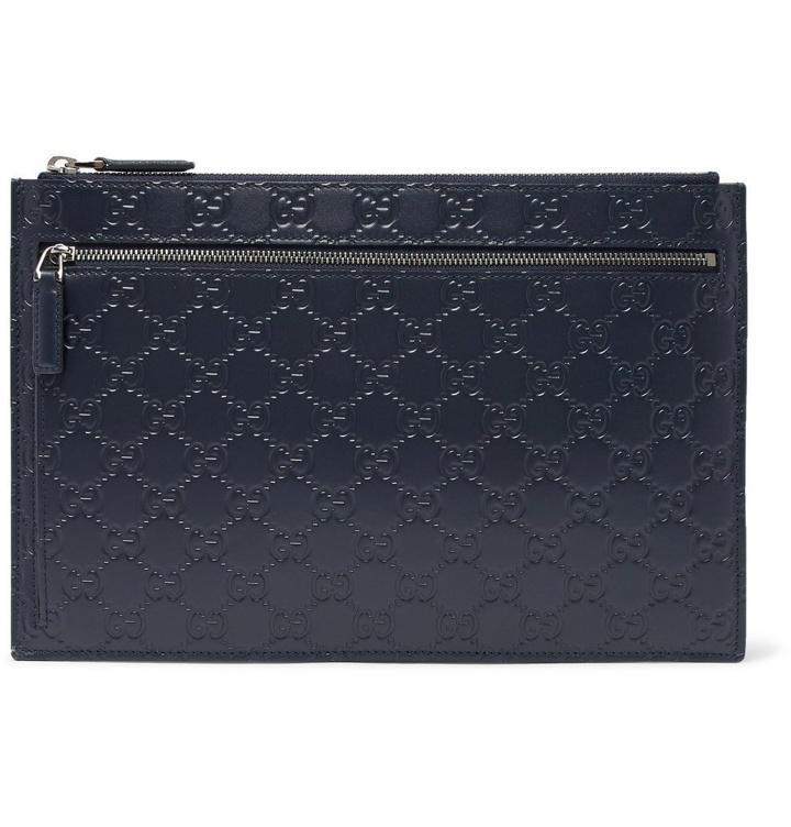 Photo: Gucci - Avel Logo-Embossed Leather Pouch - Navy