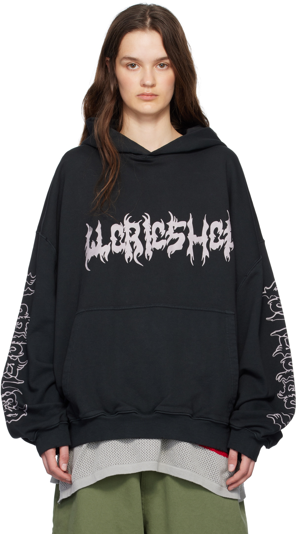032c Black Faithless Oversized Hoodie