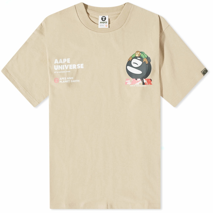 Photo: Men's AAPE Aaper Universe Basic T-Shirt in Humus Beige