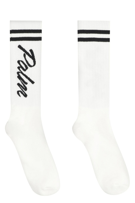 Photo: Palm Angels Stripes And Palm Socks
