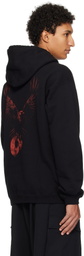 Y's For Men Black Printed Hoodie