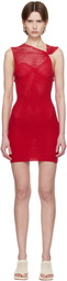 Isa Boulder Red One Pinch Shoulder Crocheted Minidress