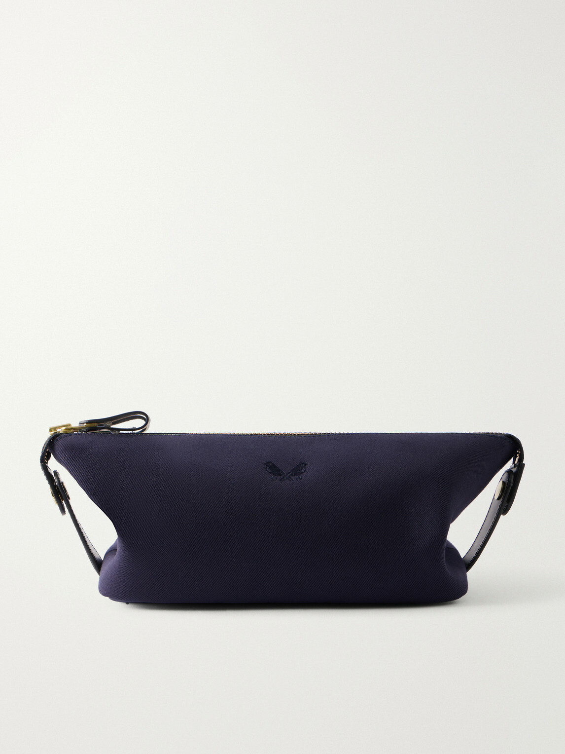 Bennett Winch - Leather-Trimmed Cotton-Twill Wash Bag - Blue