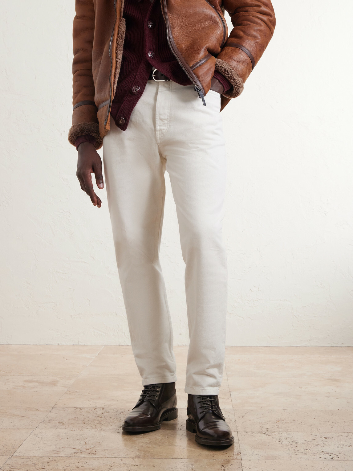 Brunello Cucinelli - Suede-Trimmed Leather Lace-Up Derby Boots - Brown