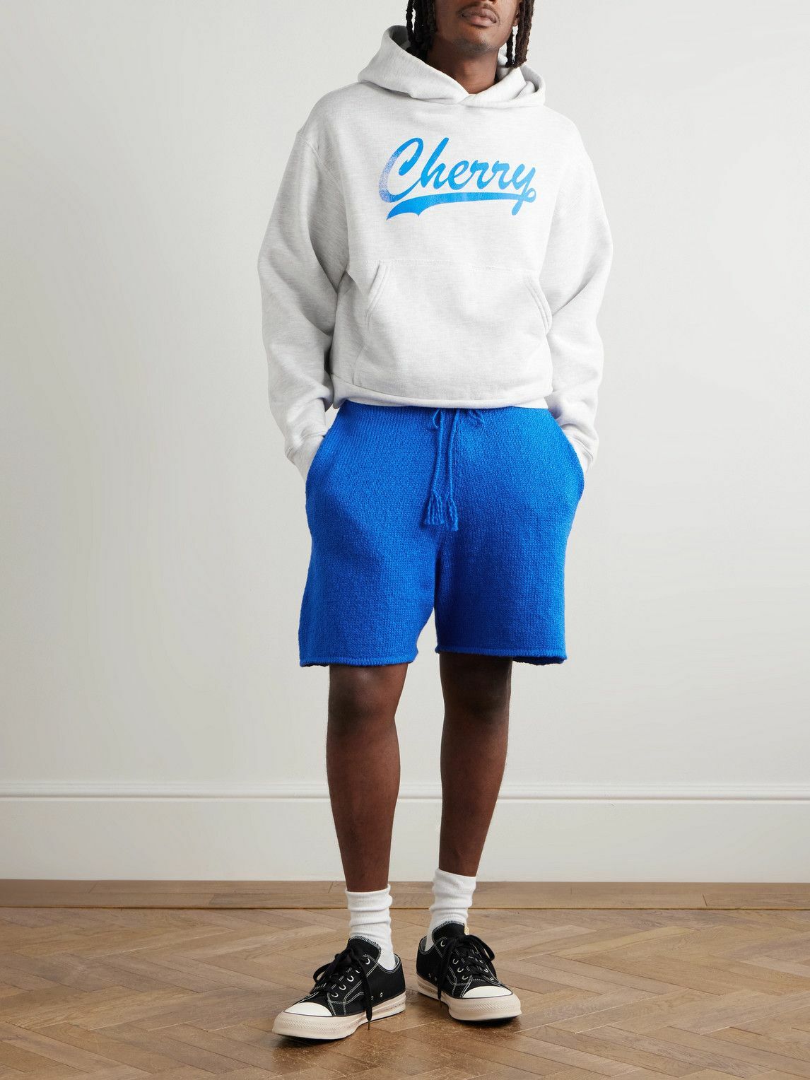 Cherry Los Angeles - Straight-Leg Cotton Drawstring Shorts - Blue