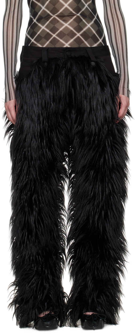 Paula Canovas Del Vas Black Faux-Fur Jeans Paula Canovas Del Vas