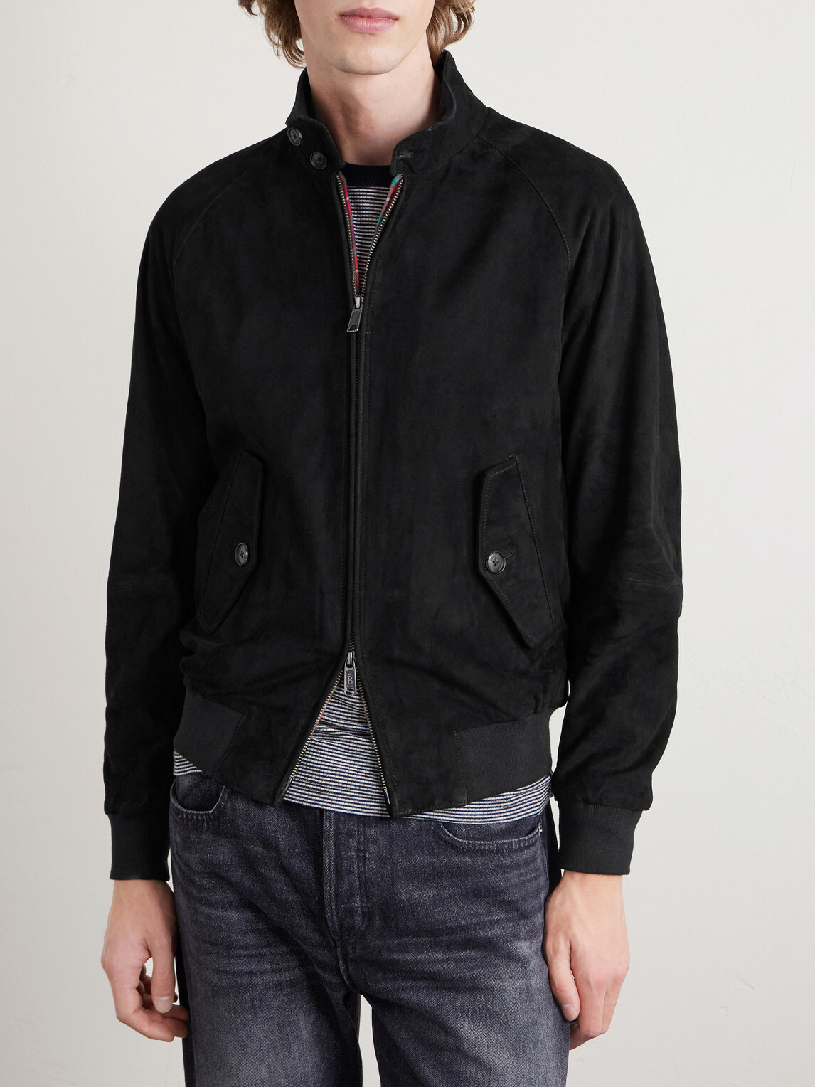 Baracuta - G9 Suede Harrington Jacket - Black