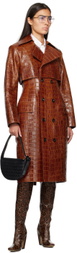 Bottega Veneta Tan Croc-Embossed Leather Coat