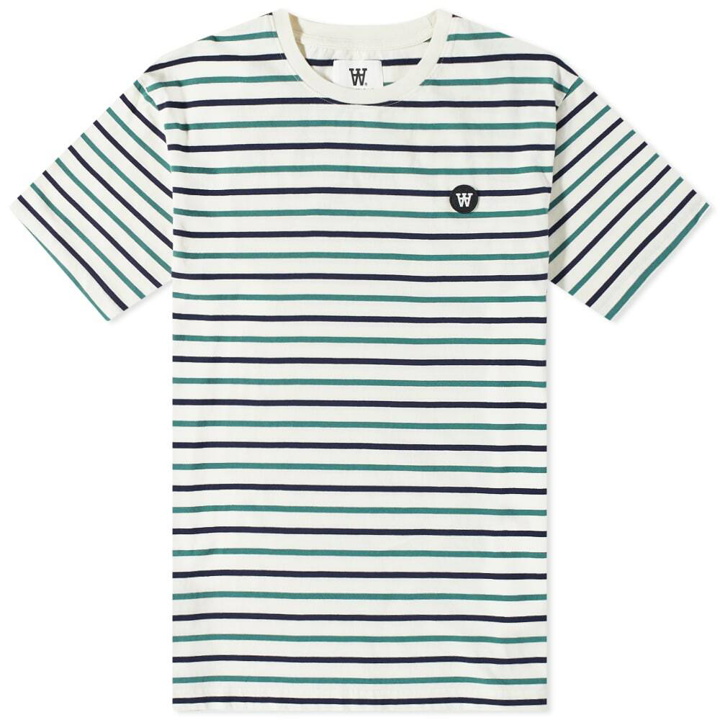 Photo: Wood Wood Men's Ace Striped T-Shirt in Green/Off White