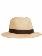 Anderson & Sheppard - Grosgrain-Trimmed Straw Panama Hat - Neutrals