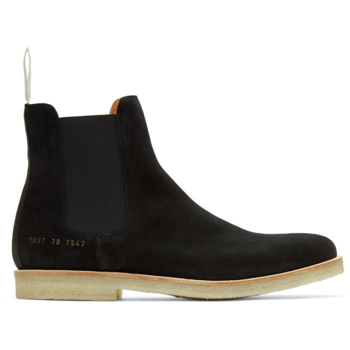 Common Projects Black Suede Chelsea Boots 