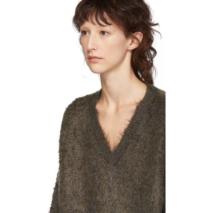 Miu Miu Brown Mohair V-Neck Sweater Miu Miu