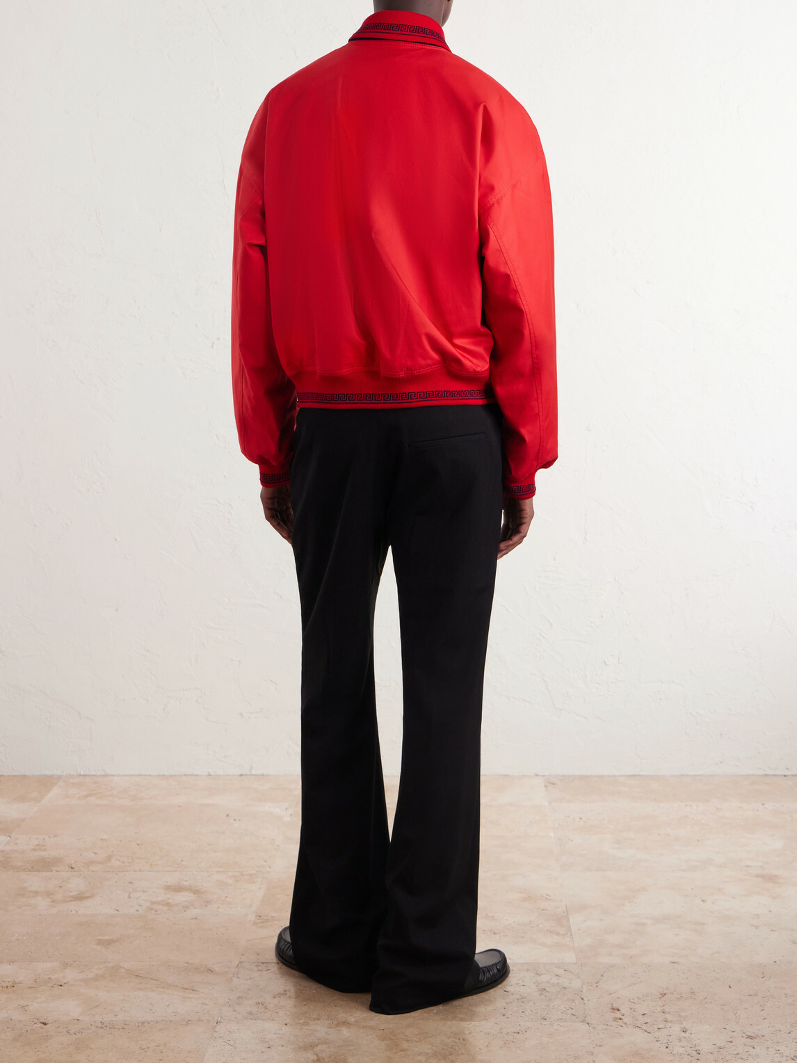 Versace - Logo-Embroidered Cotton Blouson Jacket - Red