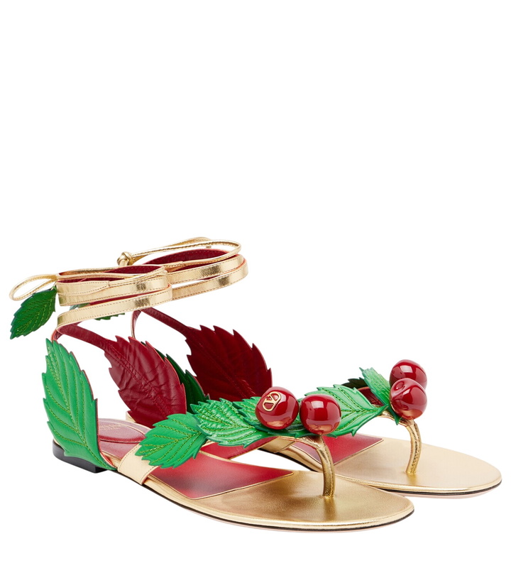 Photo: Valentino Garavani Cherryfic metallic leather thong sandals