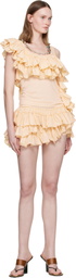 Dries Van Noten Beige Ruffled Micro Shorts