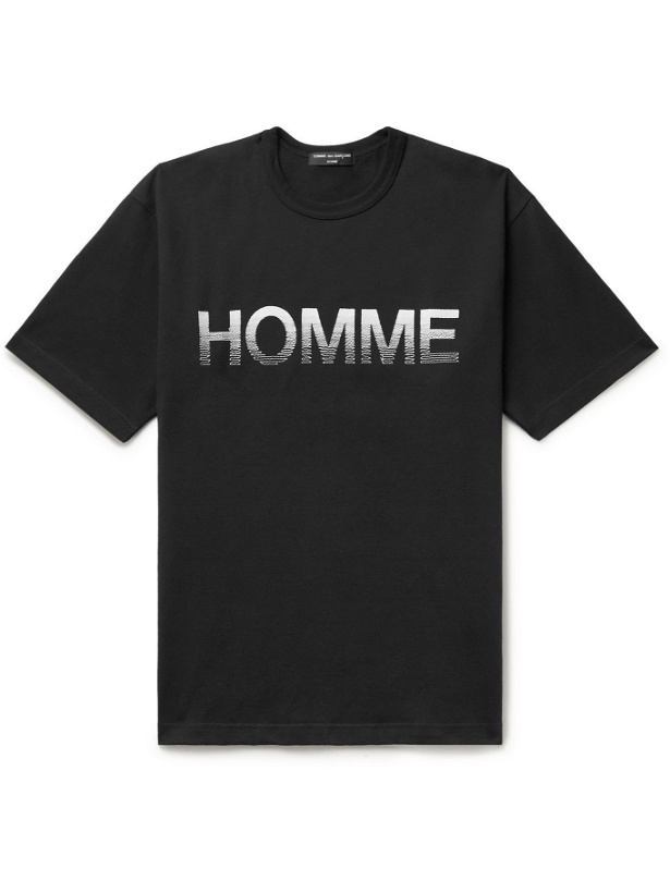 Photo: COMME DES GARÇONS HOMME - Logo-Embroidered Cotton-Jersey T-Shirt - Black - 2
