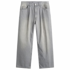 BEAMS Men's Wide Pleated Taper Denim Jeans in Grey