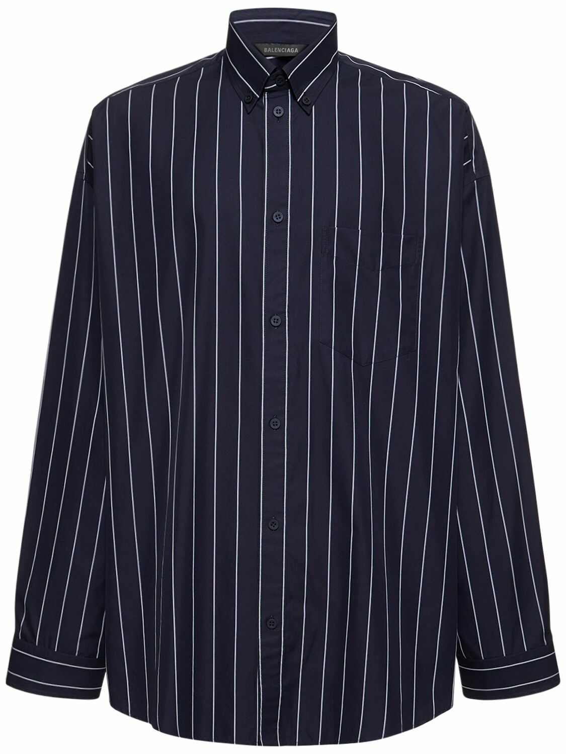 BALENCIAGA - Striped Oversized Cotton Blend Shirt Balenciaga