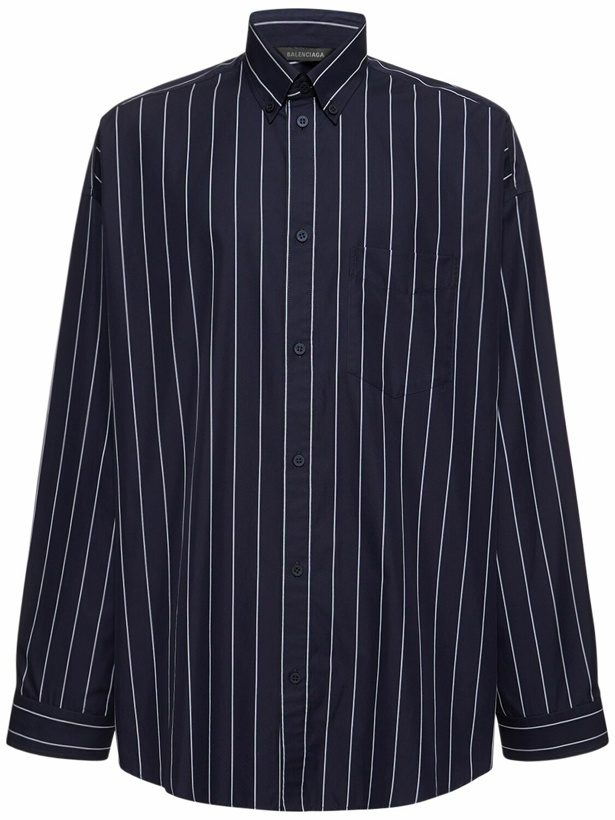 Photo: BALENCIAGA - Striped Oversized Cotton Blend Shirt