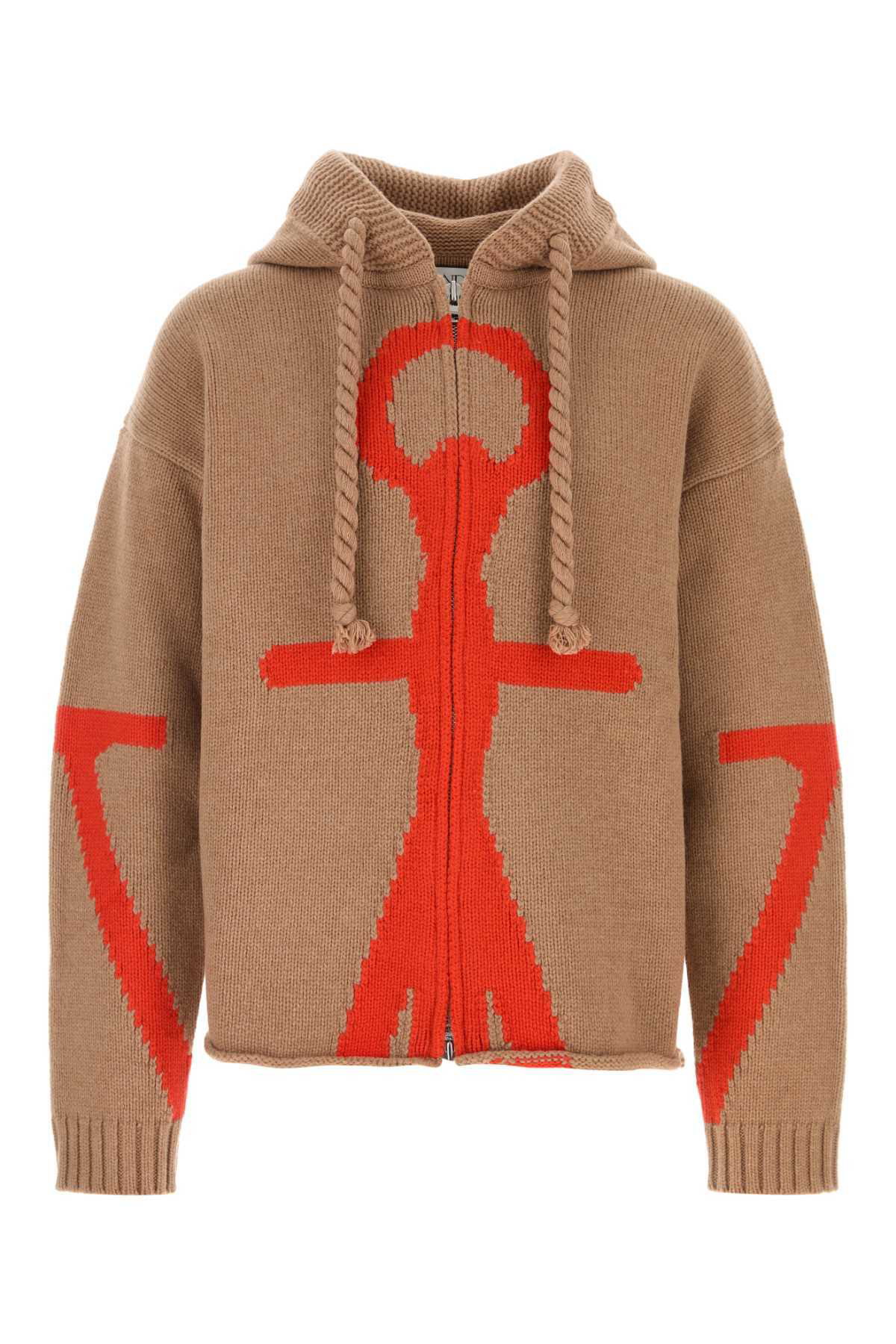 JW ANDERSON ジップアップウールフーディ ベージュ JW Anderson プリント ジップパーカー | ニュートラル | FARFETCH JP