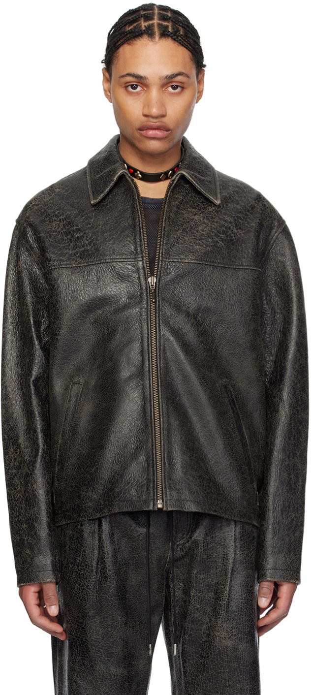 Photo: GUESS USA Black Collar Leather Jacket