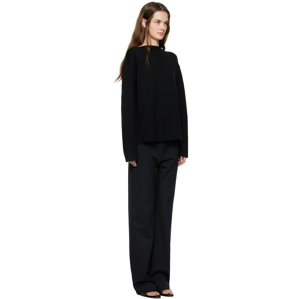 St. Agni Black Milano Knit Scarf Sweater