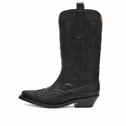 GANNI Women's Embroidered Western Boot in Black