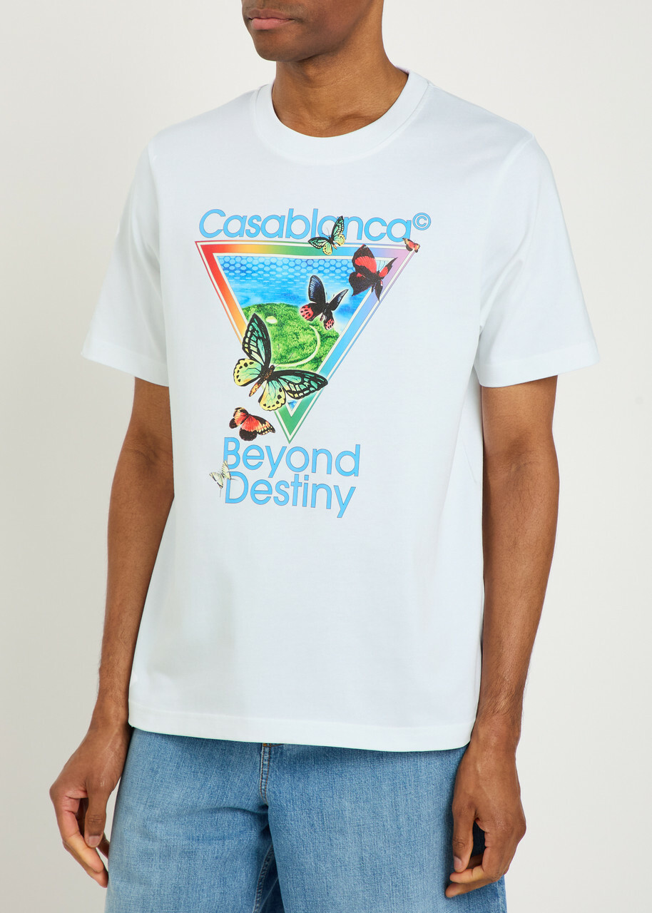 Casablanca Tennis Club Icon Beyond Destiny Printed Cotton T-shirt White