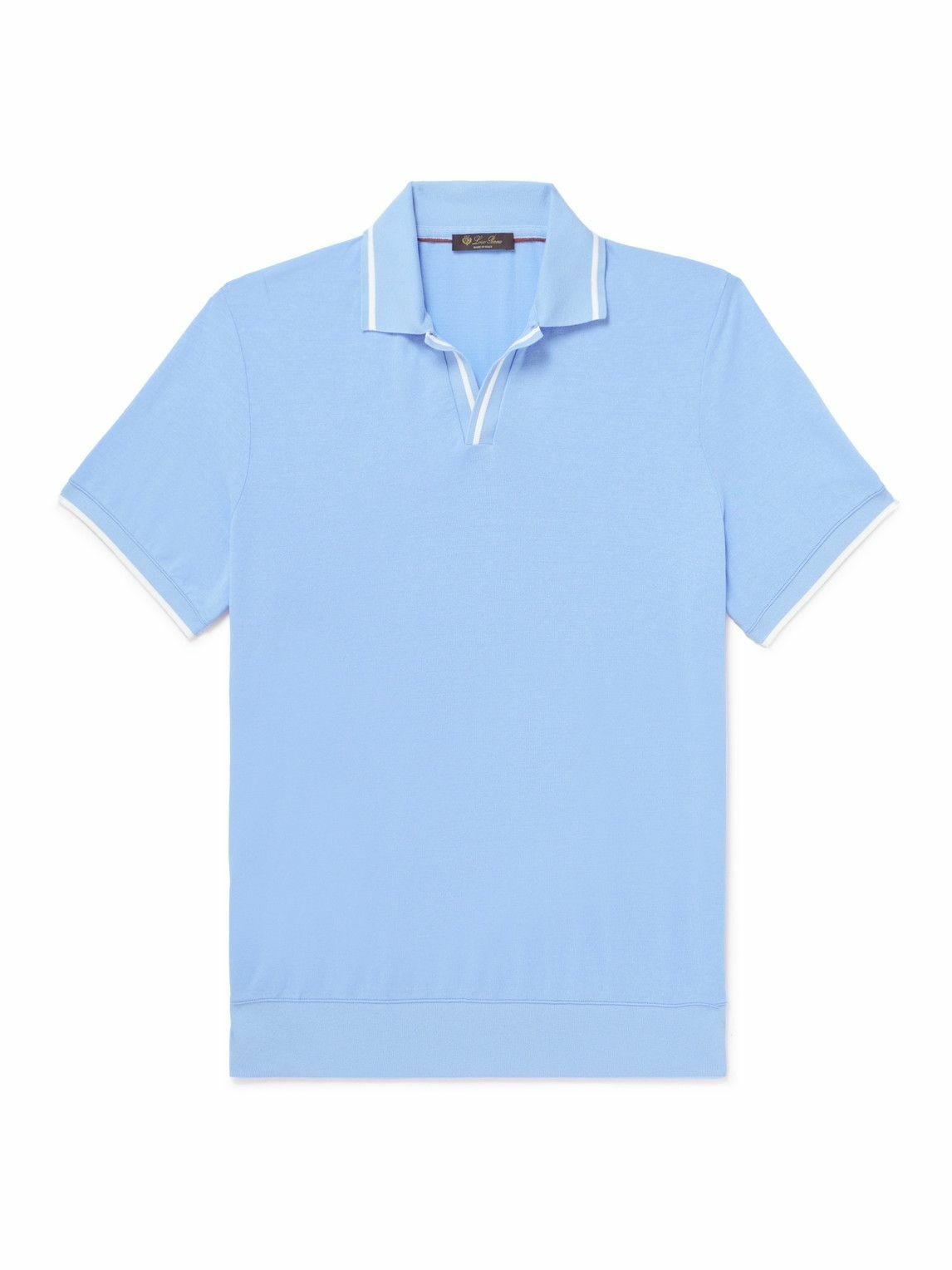 Loro Piana - Contrast-Tipped Cotton Polo Shirt - Blue Loro Piana