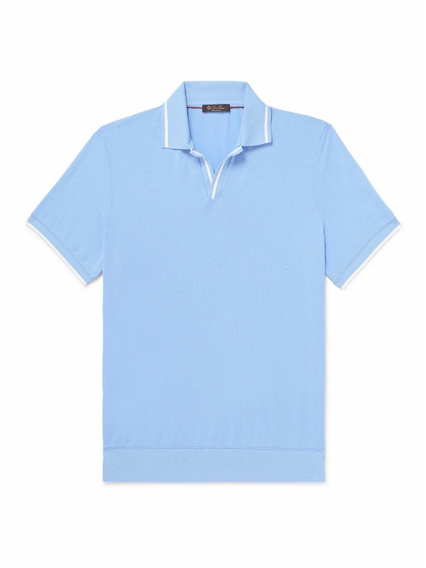 Photo: Loro Piana - Contrast-Tipped Cotton Polo Shirt - Blue