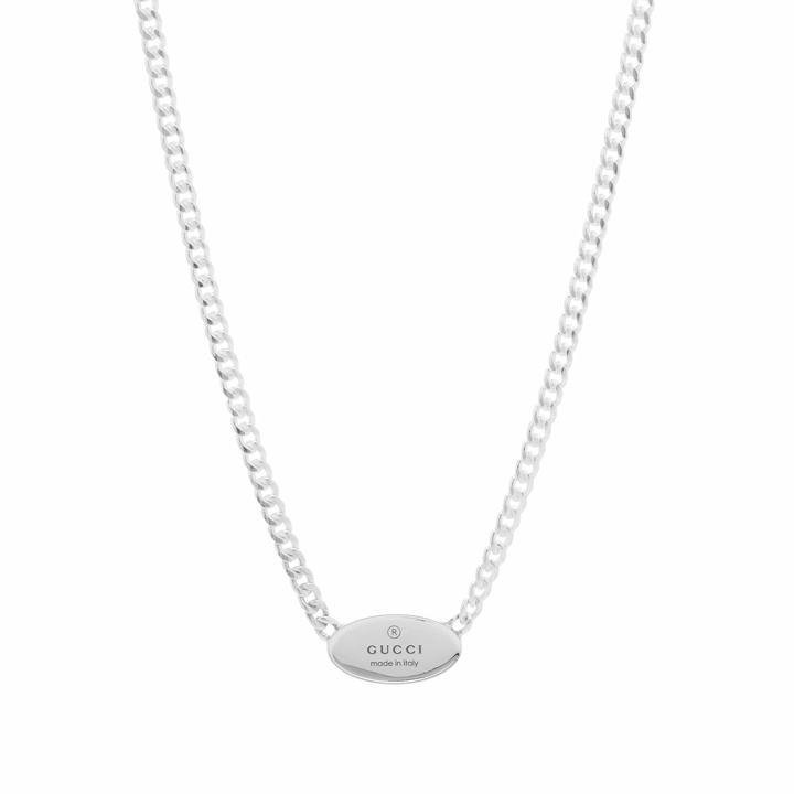 Photo: Gucci Men's Oval Tag Necklace in Silver 