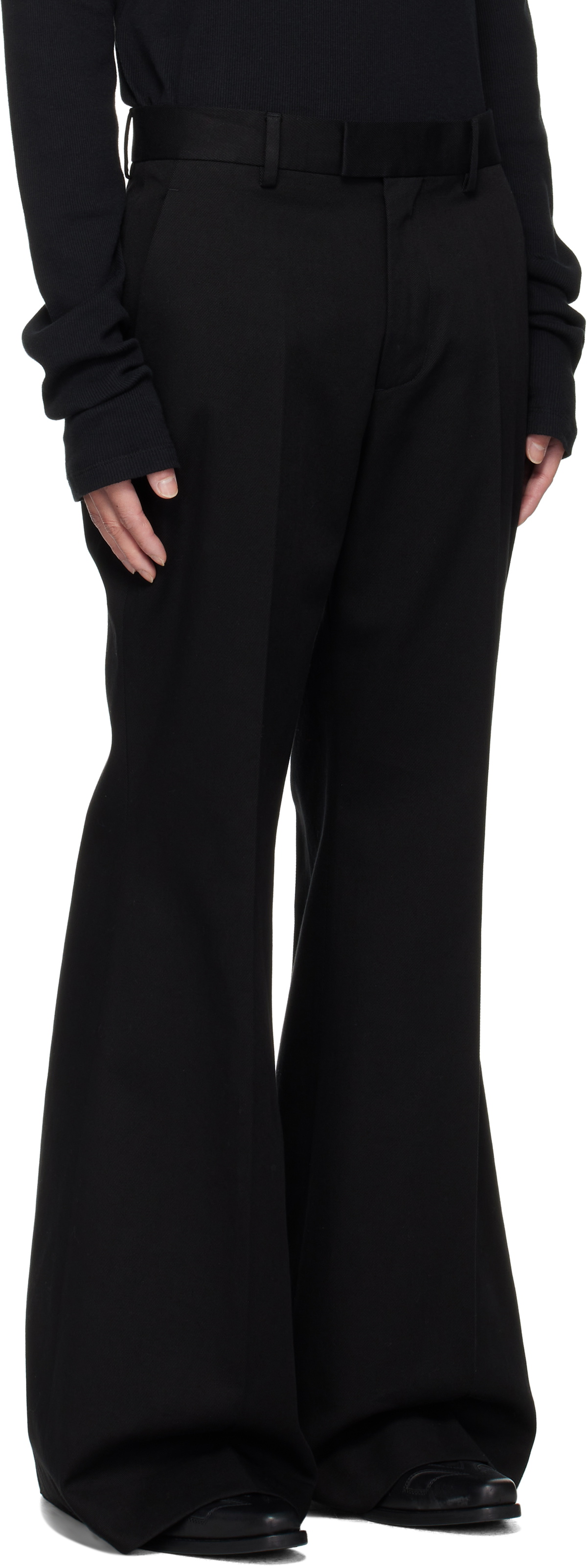 Ann Demeulemeester Black Leek Relaxed Bootcut Trousers