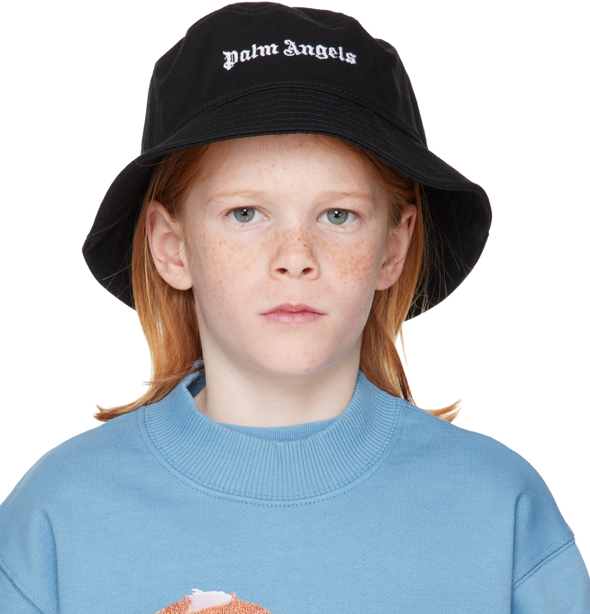 Palm Angels Kids Black Logo Bucket Hat