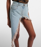 Blumarine Asymmetric distressed denim miniskirt