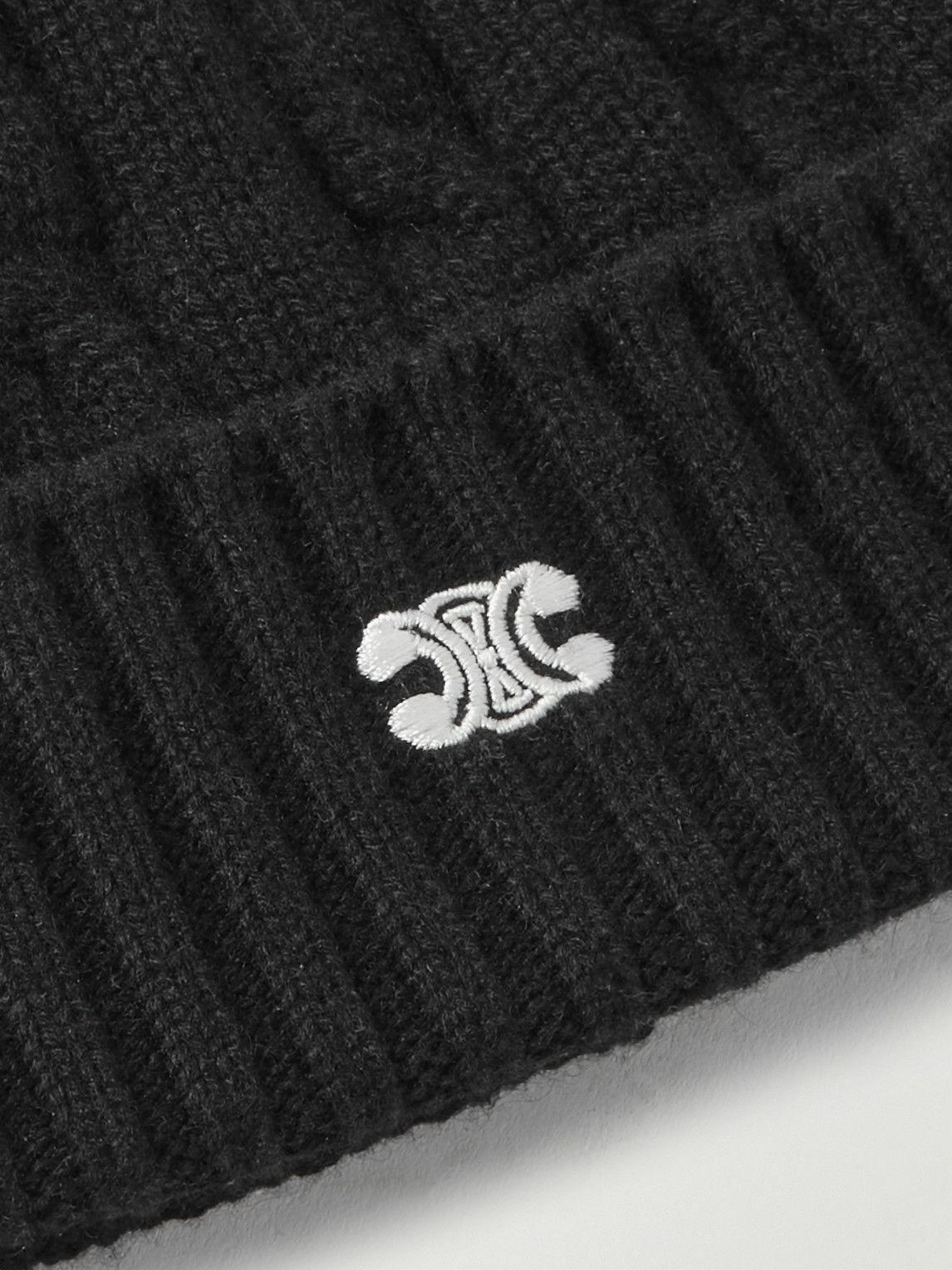 CELINE - Logo-Embroidered Cable-Knit Cashmere Beanie