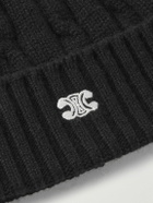 CELINE - Logo-Embroidered Cable-Knit Cashmere Beanie