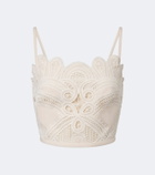 Elie Saab Embroidered scalloped crop top
