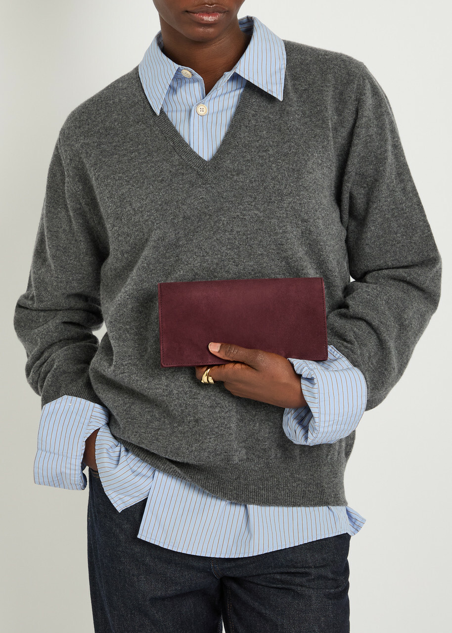 Metier Small Suede Jewellery Pouch - Burgundy - One Size