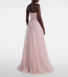 Marmar Halim Caped pleated bustier gown
